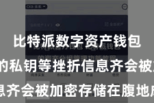 比特派数字资产钱包 用户的私钥等挫折信息齐会被加密存储在腹地成立中